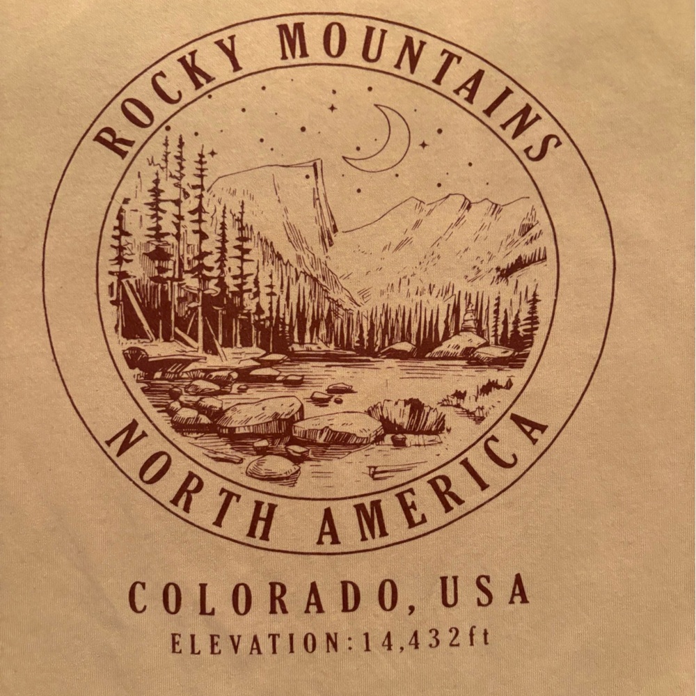 Rocky Tan Tee with Maroon Mountain Graphic - Picture 3 of 3